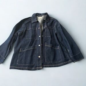 Women's Denim Chore Coat - Universal Thread™ Dark Wash L: Heavyweight Cotton Ble